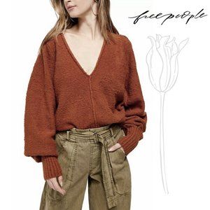 Free People Burnt Butter Brown Reverie V-Neck Sweater